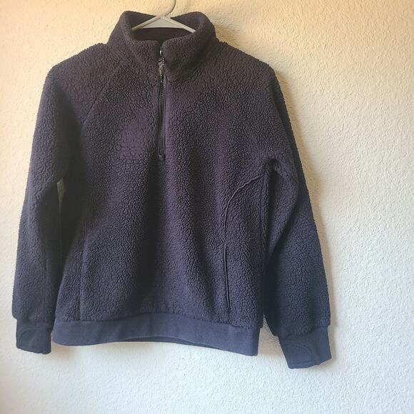 Athleta Girl Black Sherpa Jacket Little Girl Size L 12 - Picture 1 of 8